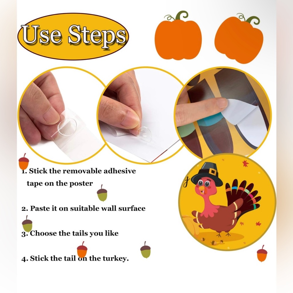 Thanksgiving Party Games for Kids Thanksgiving Games Pin The Tail on the Turkey - Picture 4 of 6